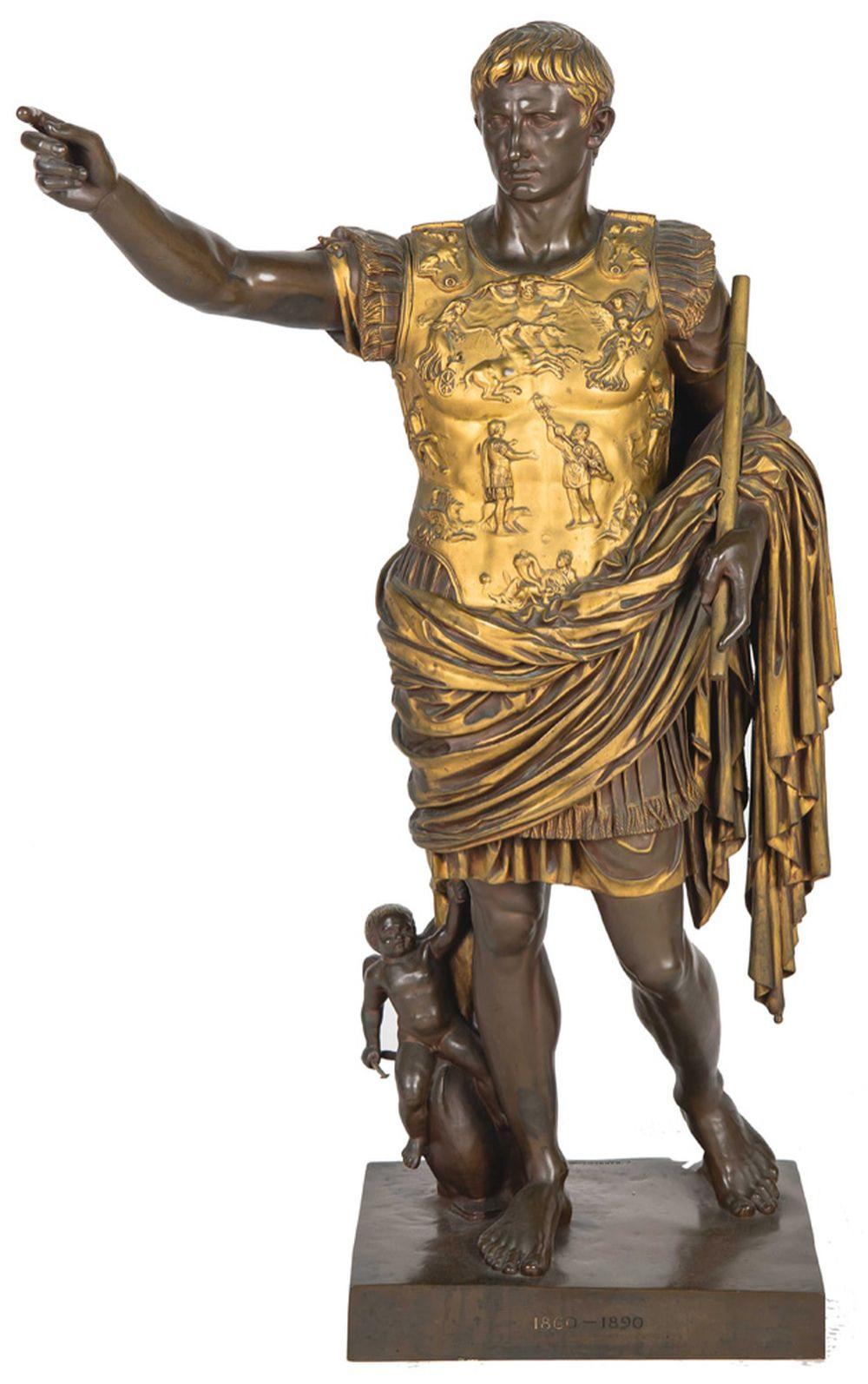 Appraisal: FERDINAND BARBEDIENNE AUGUSTUS CAESAR bronze and gilt bronze inscribed in