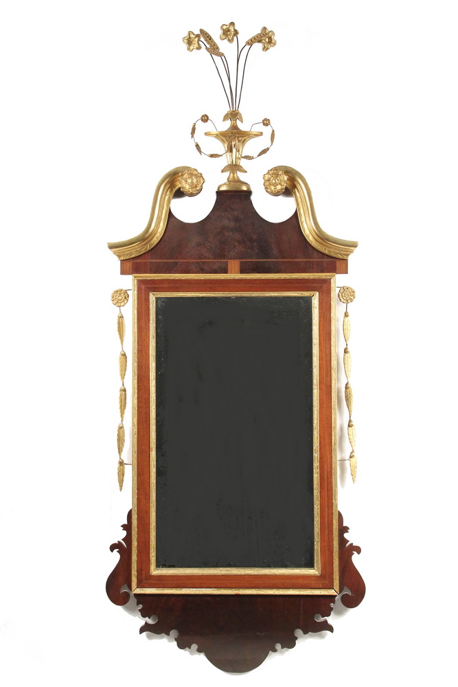 Appraisal: FEDERAL PERIOD LOOKING GLASS - Fine Mahogany and Boxwood Parcel