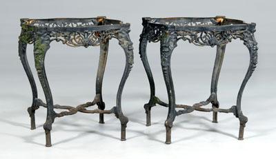 Appraisal: Pair Victorian cast iron tables openwork skirts foliate legs with