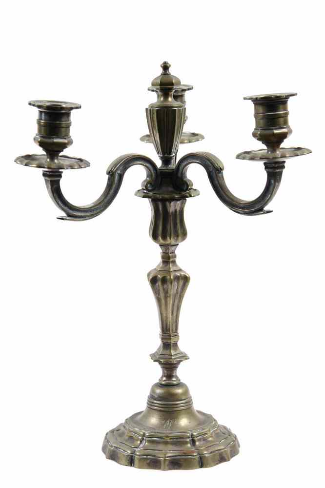 Appraisal: CANDELABRA - th C cast brass French candelabra w three