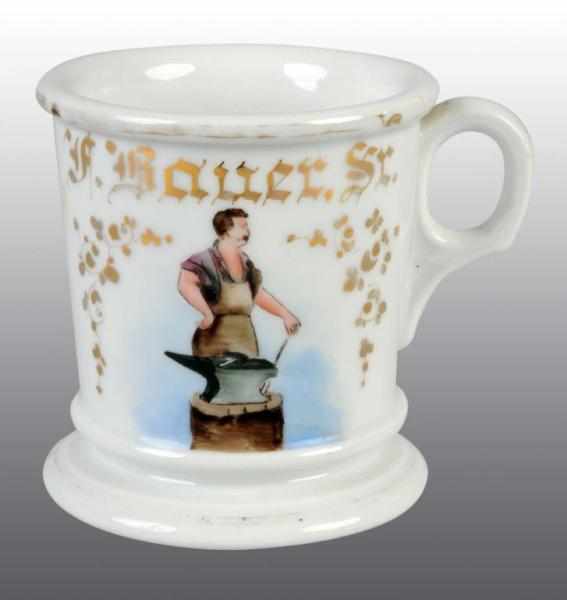 Appraisal: Blacksmith Occupational Shaving Mug Description Handpainted image Condition Excellent Size