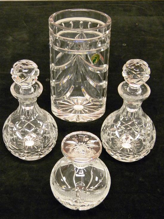 Appraisal: Cut glass four pieces Waterford vase oval shape '' h