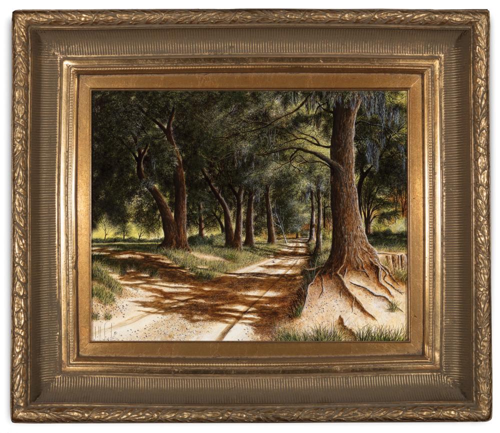 Appraisal: Will Hinds American Louisiana - Forest Path oil on masonite