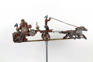 Appraisal: COPPER WEATHERVANE Copper Horse Drawn Fire Pump Wagon Form Weathervane