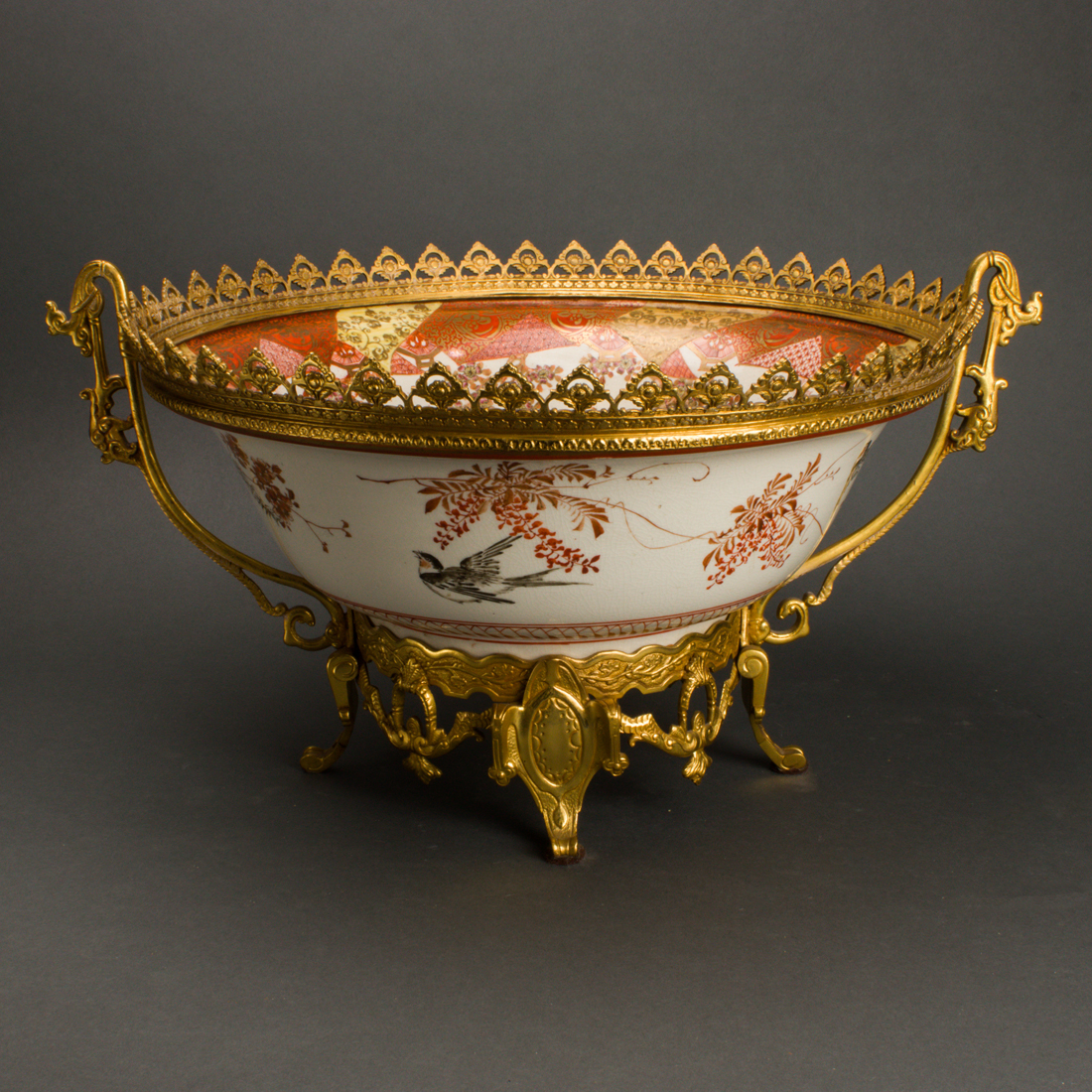 Appraisal: JAPANESE SATSUMA PUNCH BOWL Japanese Satsuma punch bowl with Regence