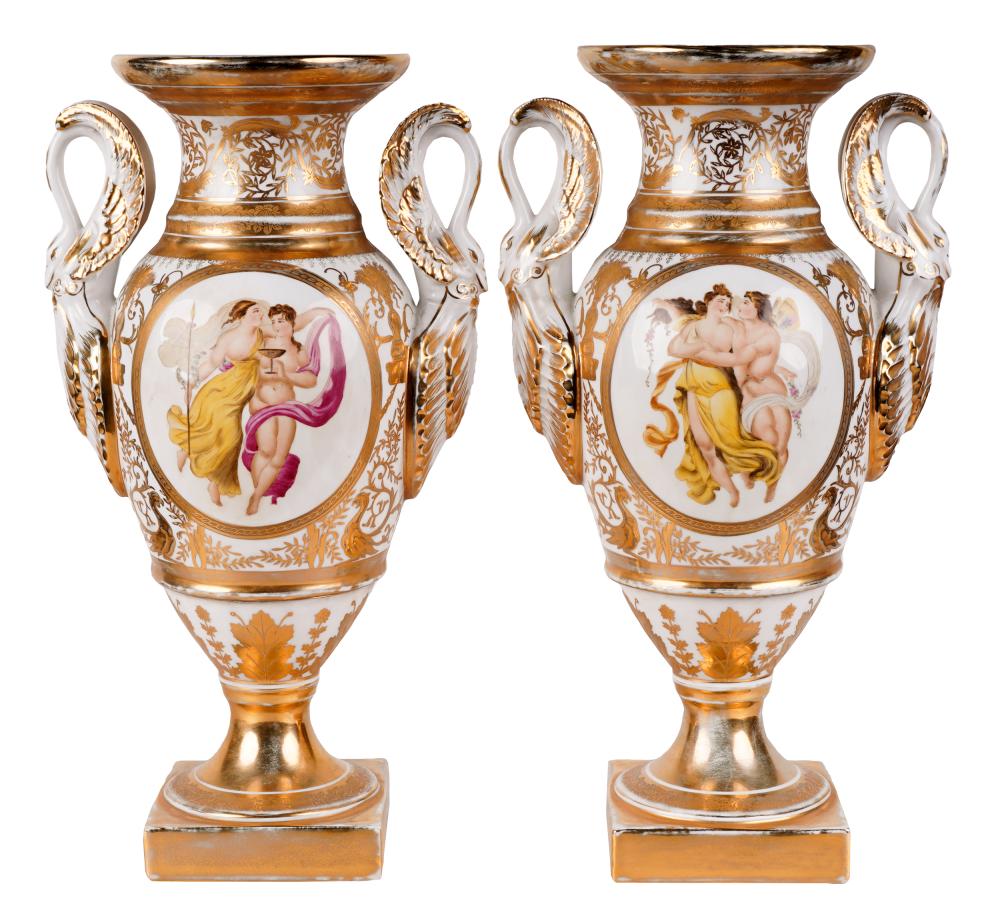 Appraisal: PAIR OF CONTINENTAL PORCELAIN VASESeach marked 'KPM' Condition loss of