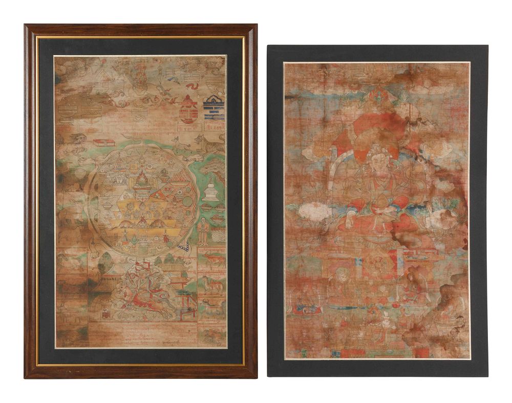 Appraisal: Two Tibetan Thangkas Height of image x width in x