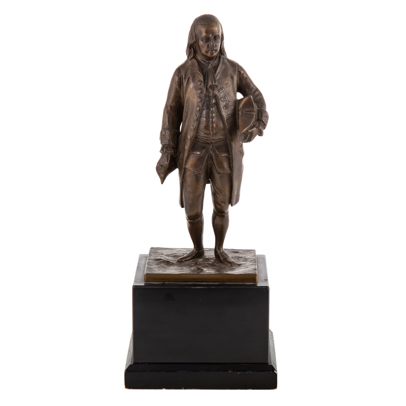 Appraisal: PATINATED SPELTER FIGURE OF BENJAMIN FRANKLIN Early th century standing