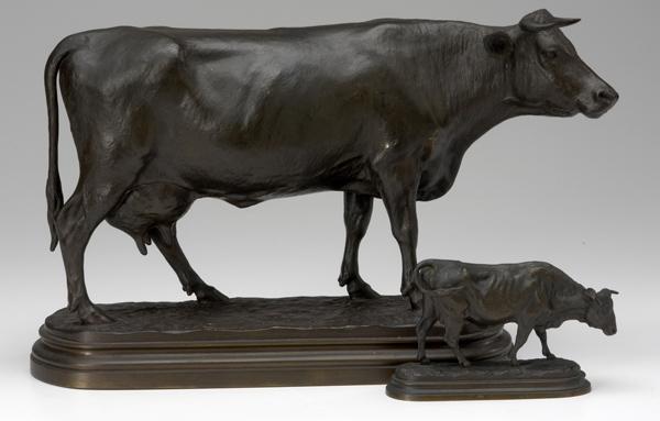 Appraisal: ISIDORE JULES BONHEUR - Two bronzes of cows both signed