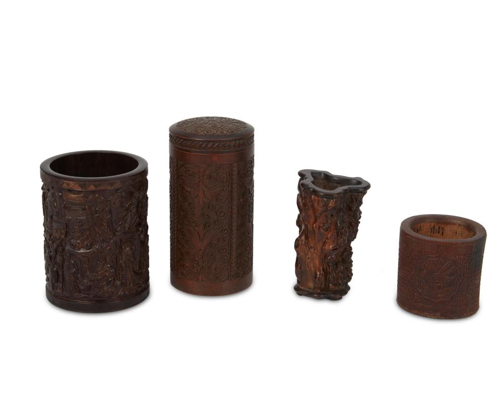 Appraisal: A group of East Asian carved wood vessels th century