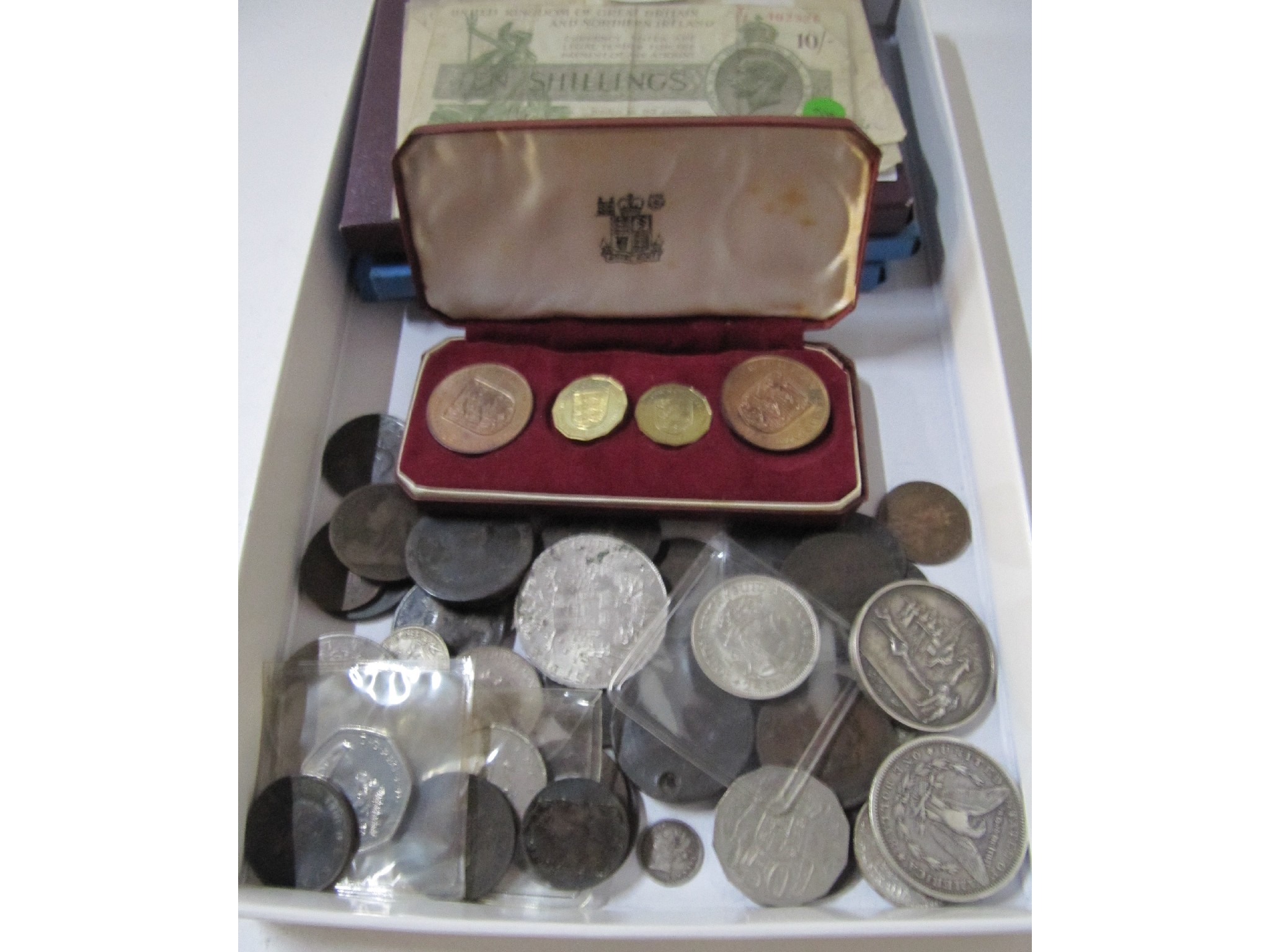 Appraisal: A mixed lot of coins and banknotes restrike Maria Theresa