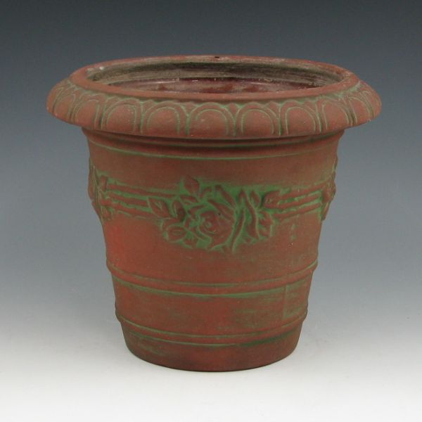 Appraisal: Peters Reed Moss Aztec flower pot Unmarked Chip to one