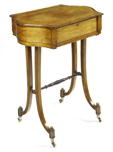 Appraisal: A George III rosewood work table with brass line inlay