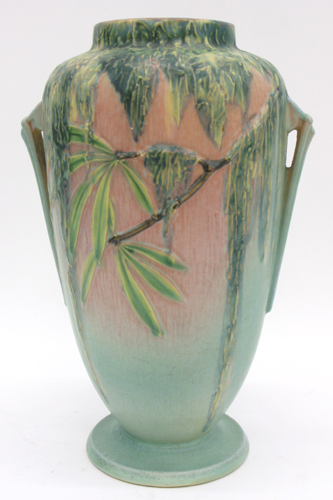 Appraisal: AMERICAN ROSEVILLE ART POTTERY VASE c - pale green having