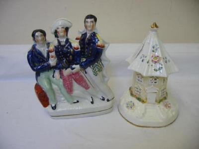 Appraisal: A STAFFORDSHIRE POTTERY FLATBACK FIGURAL GROUP Death of Nelson depicting