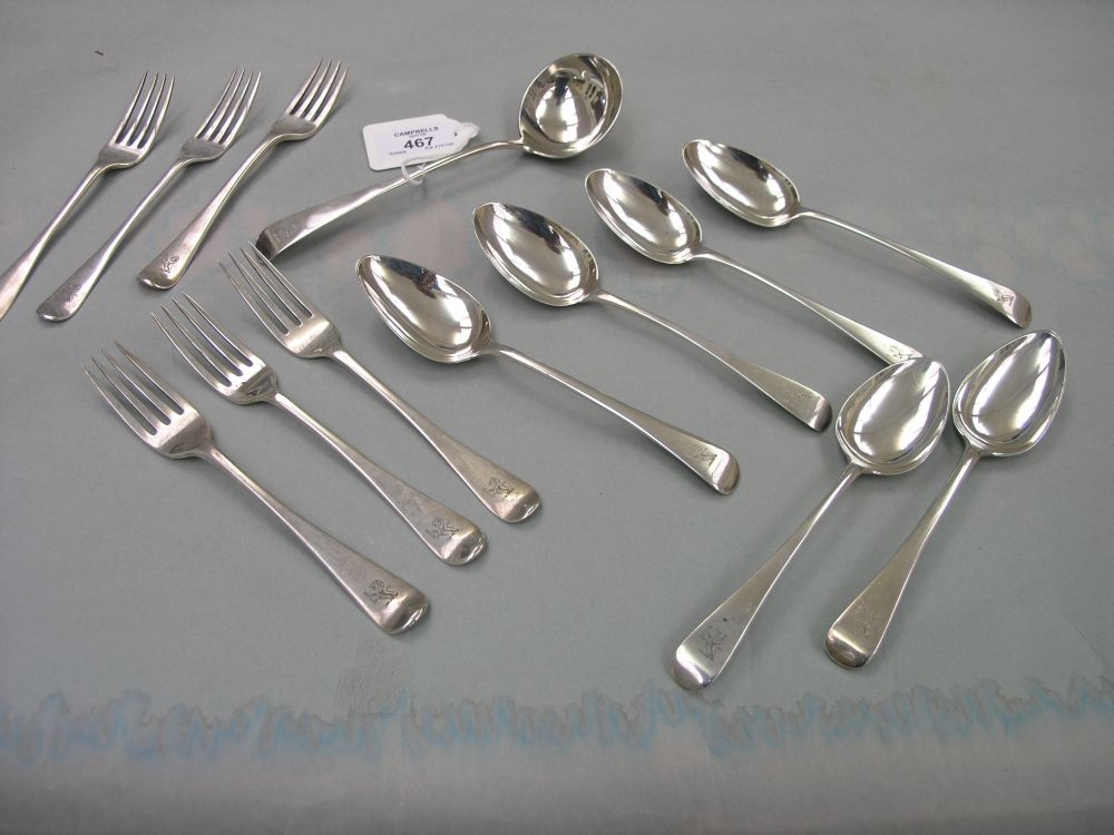 Appraisal: Assorted silver flatware to include a George III sauce ladle