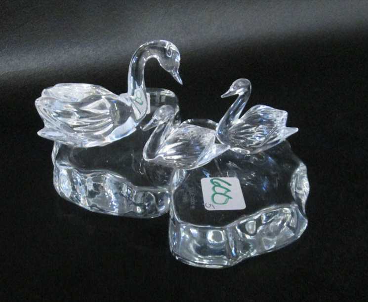 Appraisal: LENOX CRYSTAL ENCHANTED SWANS including two crystal platforms and three