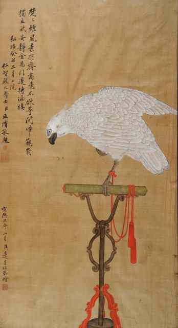 Appraisal: AN ANTIQUE CHINESE PAINTING on canvas of a white cockatoo