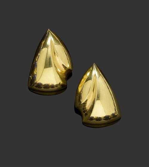 Appraisal: GOLD CLIP EARRINGS Yellow gold g Elegant clip earrings in