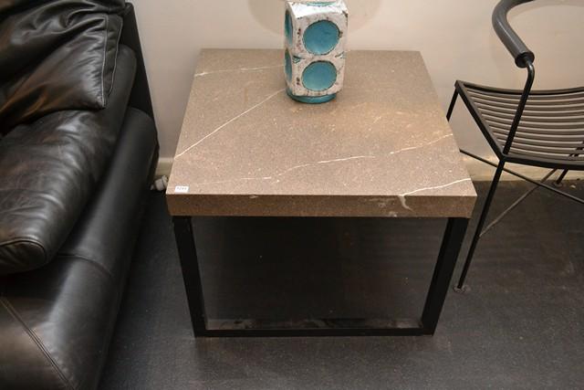 Appraisal: A PAIR OF CONTEMPORARY BESPOKE SQUARE GRANITE SIDE TABLES ON