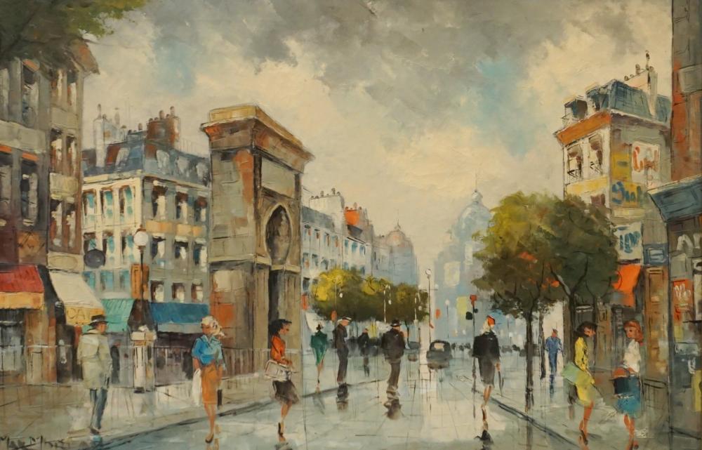 Appraisal: Max Leon Moreau Spanish - Parisian City Scene Oil on