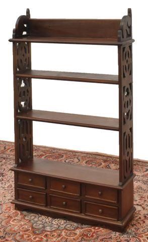 Appraisal: Diminutive carved mahogany bookcase etagere th c having tapered finials