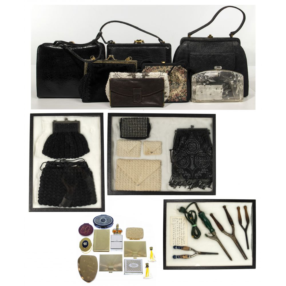 Appraisal: PURSE AND COMPACT ASSORTMENTIncluding purses in leather fabric and beaded