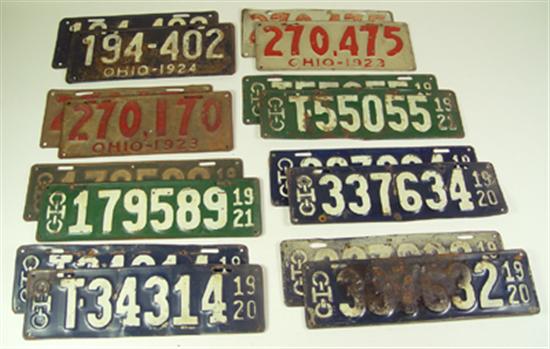 Appraisal: Eight Matched Sets of 's Ohio License Plates Three sets