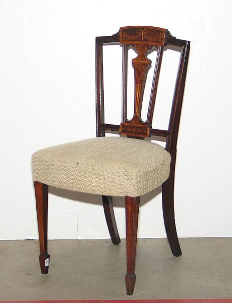 Appraisal: A pair of Edwardian inlaid mahogany chairs early th century