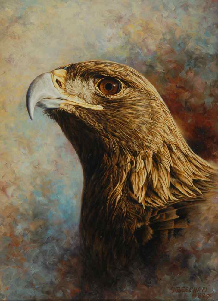 Appraisal: GREG A BEECHAMAmerican b Two bust portraits of eagles Each