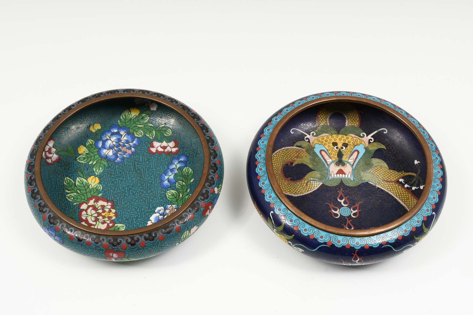 Appraisal: PC CHINESE CLOISONNE BRUSH WASH BOWLS - Having a Peony