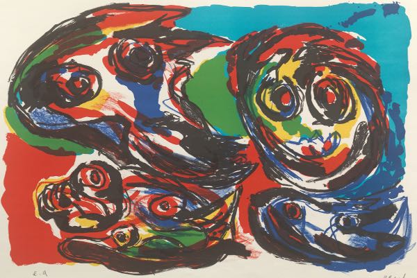 Appraisal: KAREL APPEL DUTCH - x Wild People Lithograph on BFK