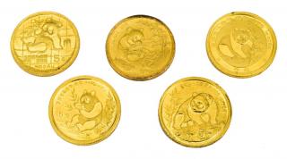 Appraisal: CHINESE PANDA GOLD GRAM COINS lot of Chinese gold panda