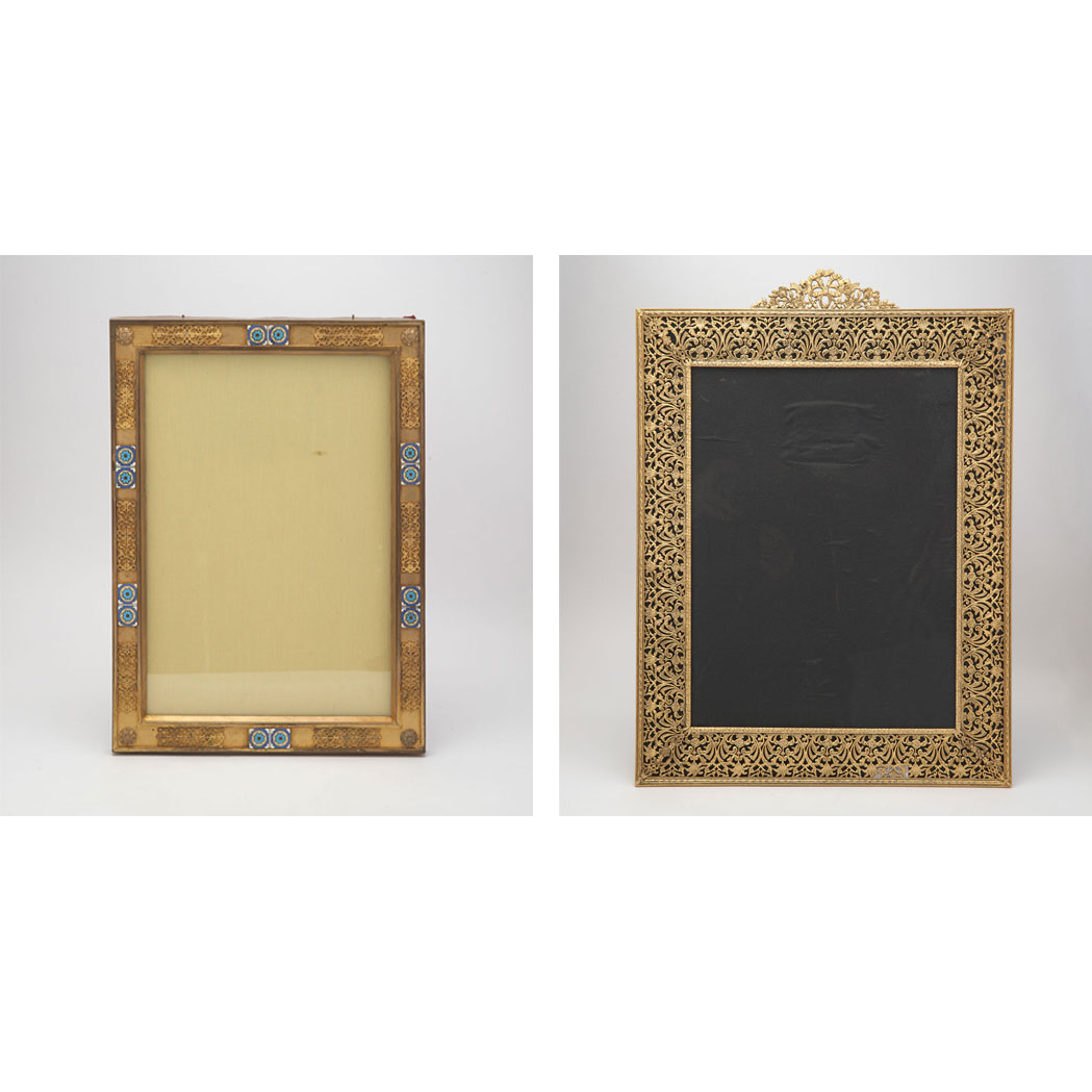 Appraisal: Neoclassical Style Embossed Gilt-Metal Photograph Frame Of rectangular form with