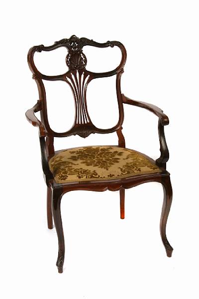 Appraisal: A pair of Edwardian mahogany armchairs height in width in