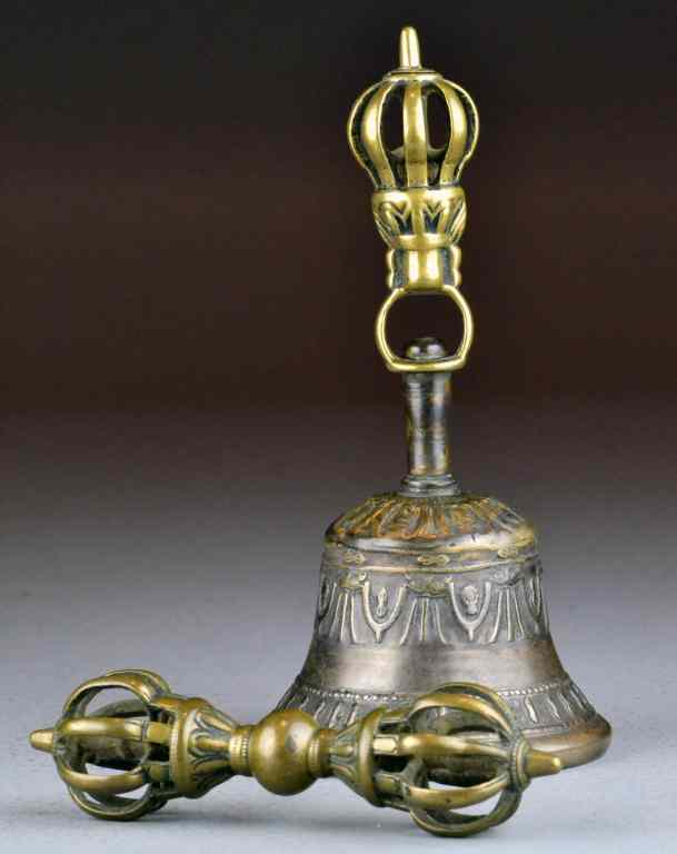 Appraisal: A Ritual Ghanta and Vajra SetThe bell with handle cast