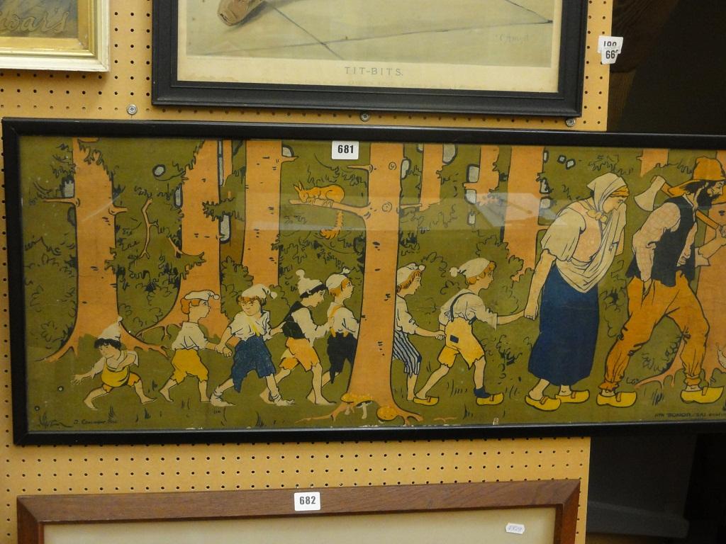 Appraisal: An early th century continental coloured nursery print of a