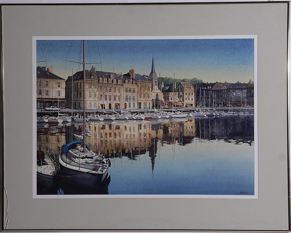 Appraisal: Edwin Haas California th century HONFLEUR FRANCE watercolor framed signed