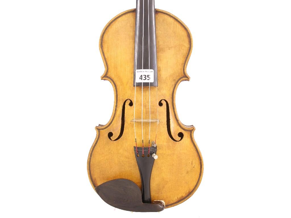 Appraisal: th century primitive violin bearing the remnants of a maker's