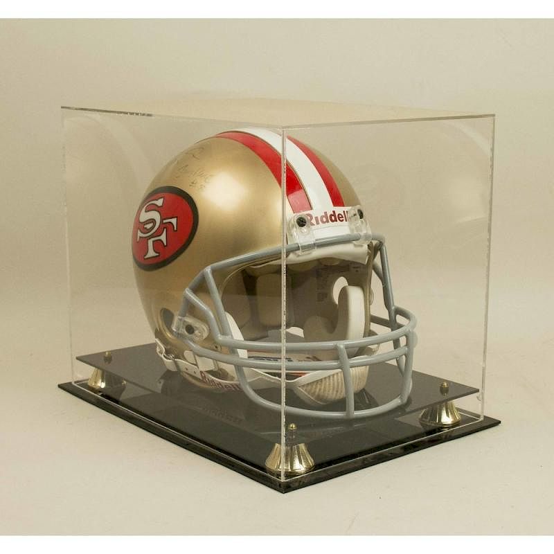 Appraisal: Jerry Rice Joe Montana Autographed Helmet Plexiglass cased helmet bearing