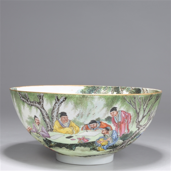 Appraisal: Large Chinese Famille Rose enameled eggshell bowl the interior with