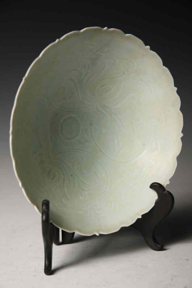 Appraisal: CHINESE CELADON BOWL - Ming Period Deep Bowl with dagged