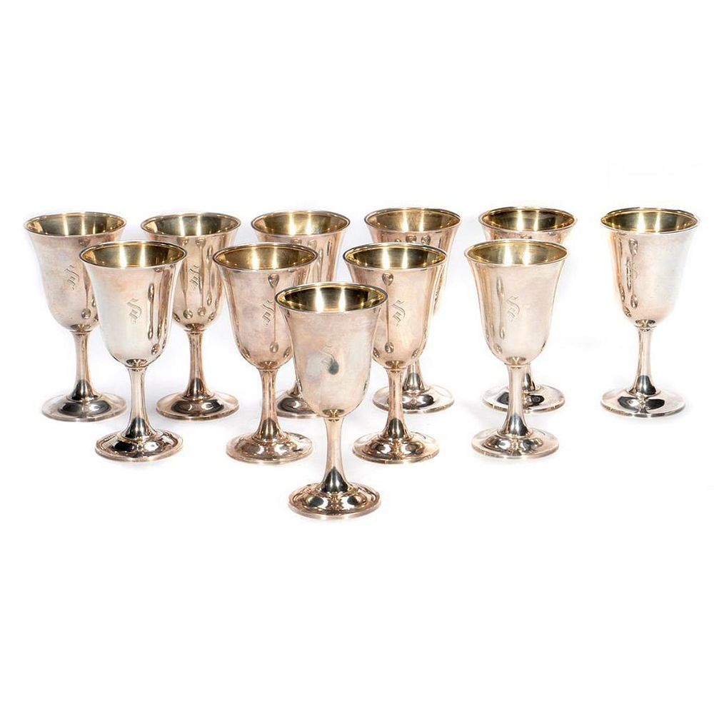 Appraisal: Wallace Sterling Goblets Wallace Sterling no Circa A set of