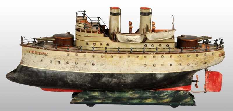 Appraisal: Tin Marklin Decidee Steam Driven Gunboat Toy Description German All