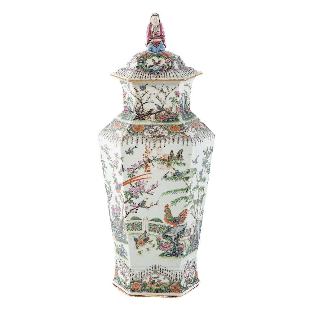 Appraisal: Large Chinese Export Famille Rose Paneled Jar second quarter- th