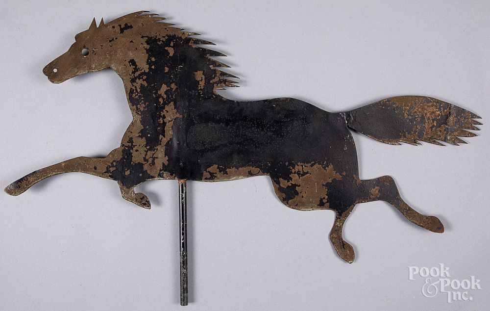 Appraisal: Sheet iron running horse weathervane late th c Sheet iron