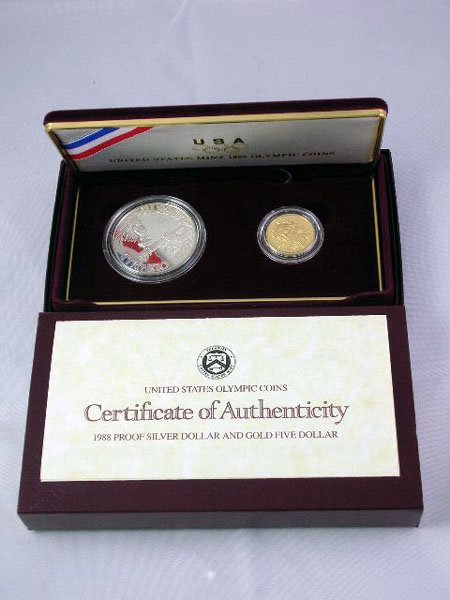 Appraisal: Olympic two coin proof set with gold piece and silver