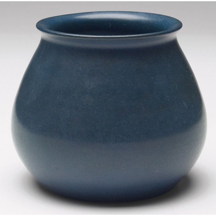 Appraisal: Marblehead vase bulbous shape covered in a blue matte glaze