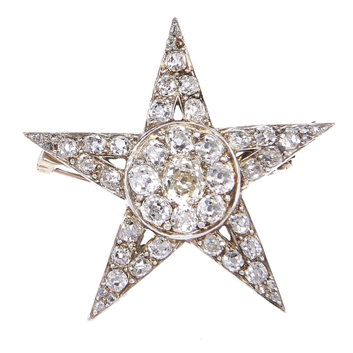 Appraisal: A Victorian diamond star brooch c with larger central old