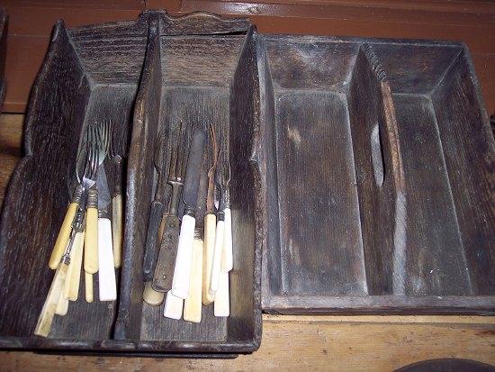 Appraisal: A th Century oak cutlery hod with pierced handle cm